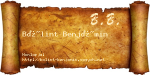 Bálint Benjámin névjegykártya